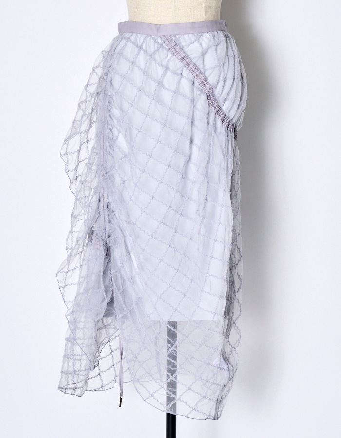Tulle Shirring Skirt / lavender