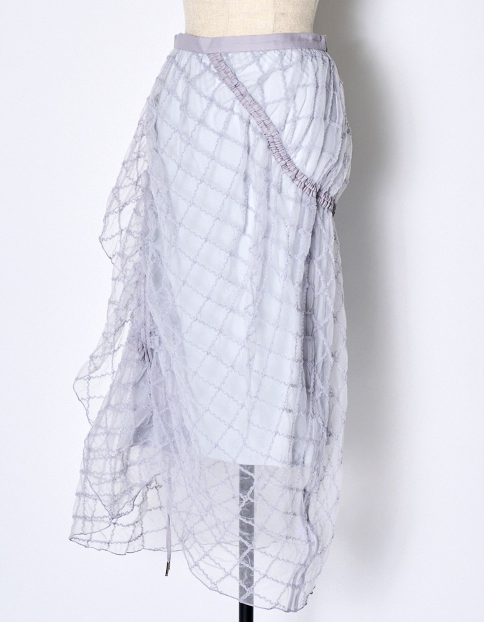 Tulle Shirring Skirt / lavender