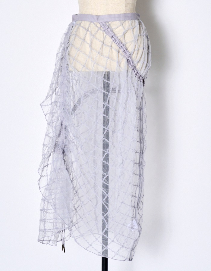 Tulle Shirring Skirt / lavender