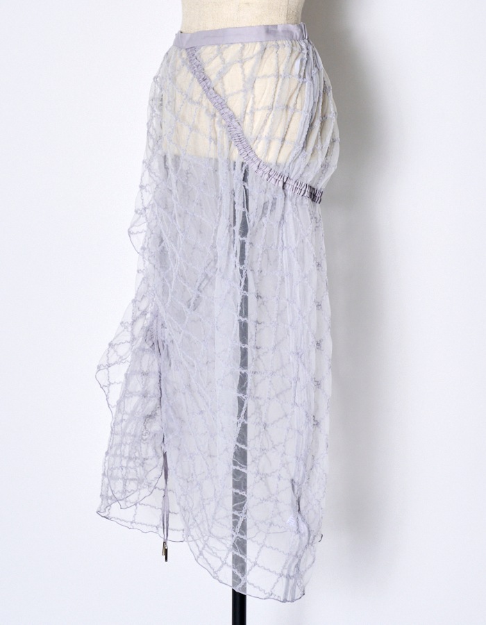 Tulle Shirring Skirt / lavender