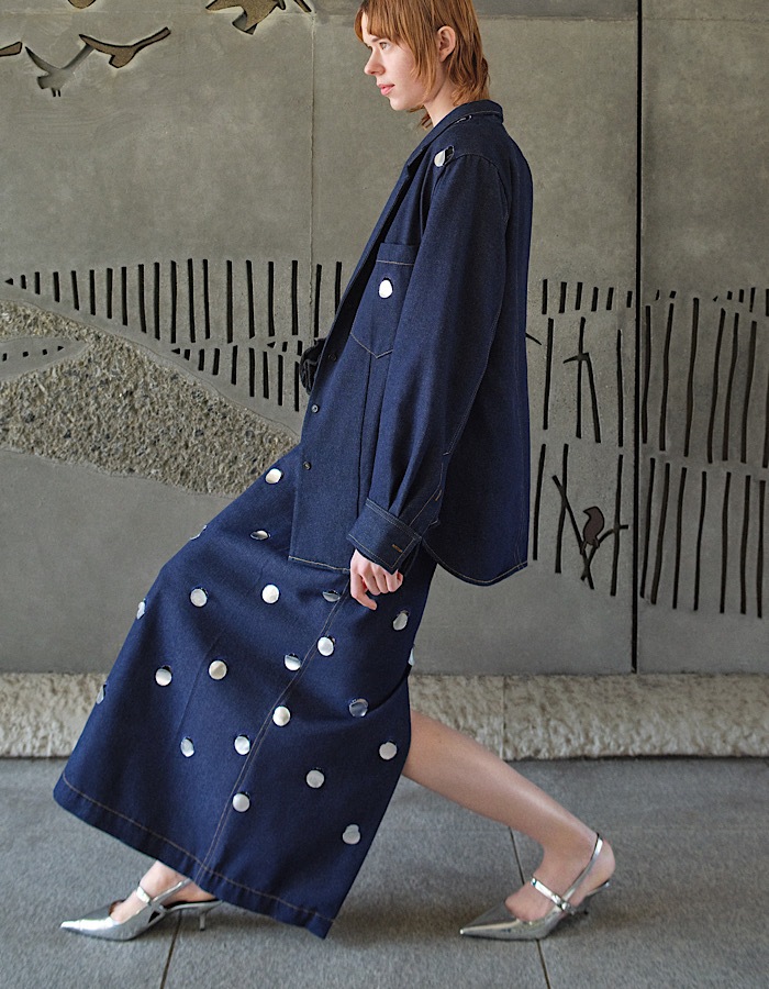 Denim Dot Mirror Shirt Jacket / indigo
