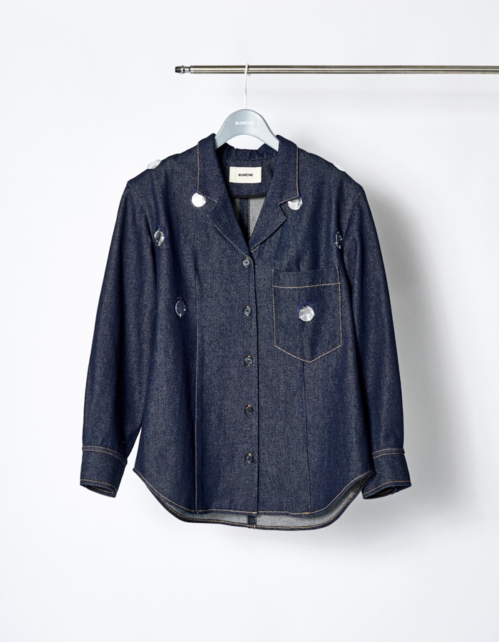 Denim Dot Mirror Shirt Jacket / indigo