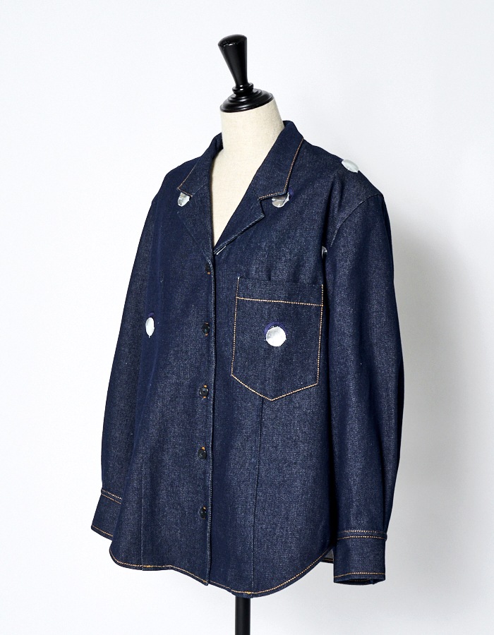 Denim Dot Mirror Shirt Jacket / indigo