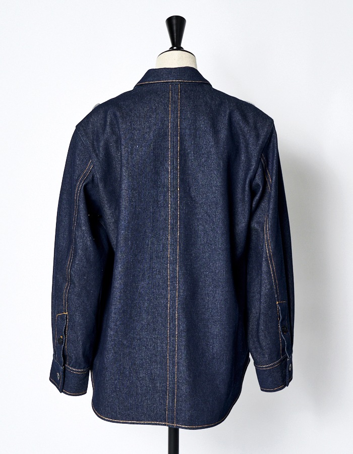 Denim Dot Mirror Shirt Jacket / indigo