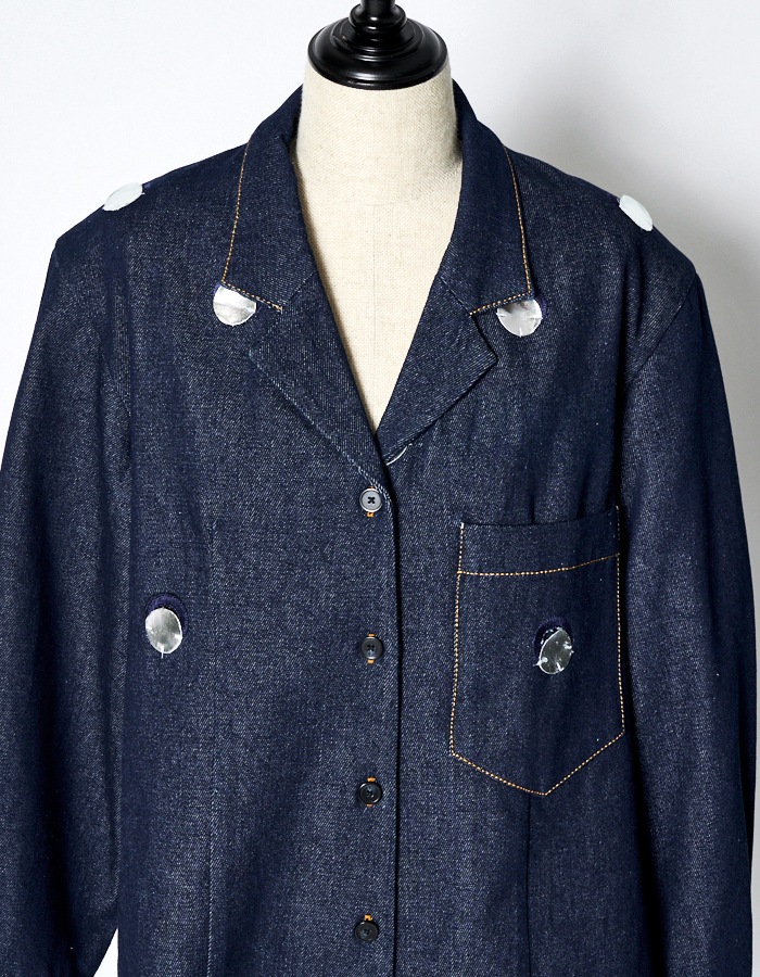 Denim Dot Mirror Shirt Jacket / indigo