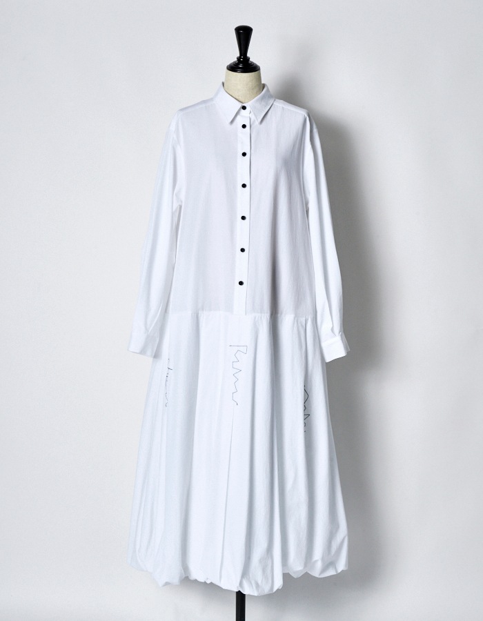 Stitch Balloon Dress / white