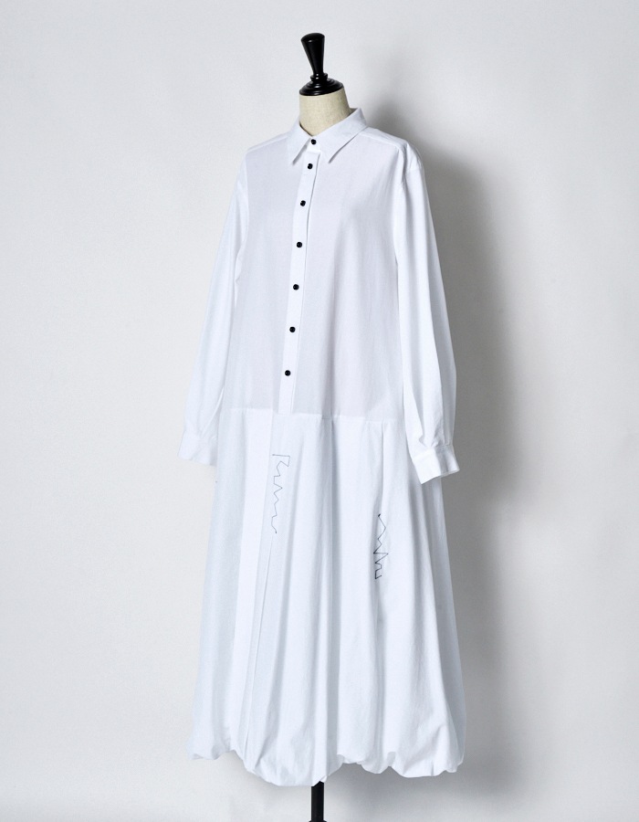 Stitch Balloon Dress / white