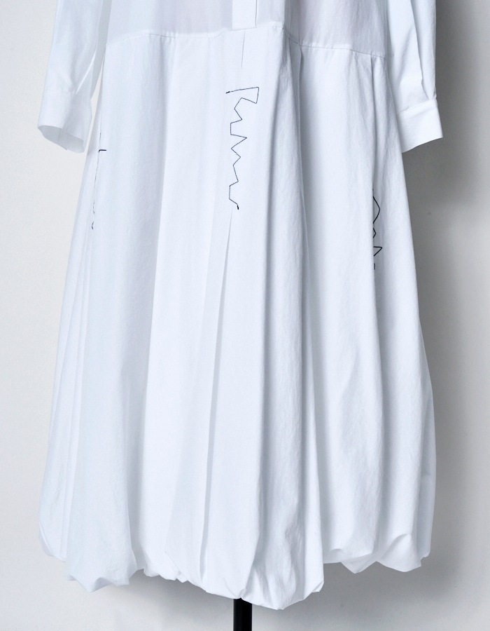 Stitch Balloon Dress / white