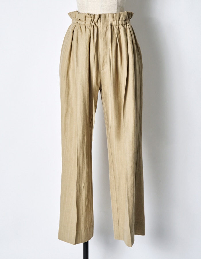 Gathered Tuck Wide Trousers / beige