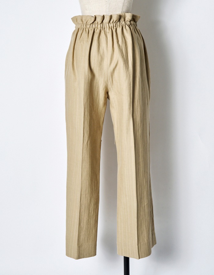 Gathered Tuck Wide Trousers / beige