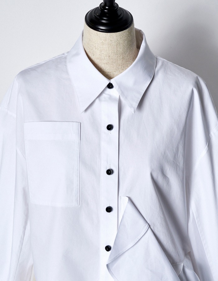 Cotton Moon Ruffle Shirt / white