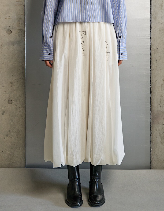 Stitch Balloon Skirt / white