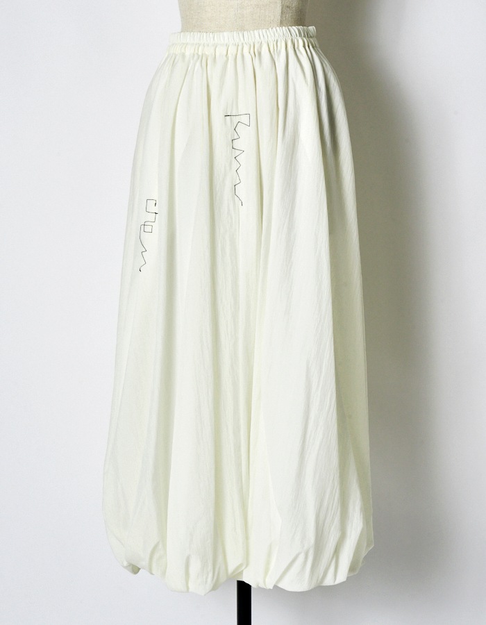 Stitch Balloon Skirt / white
