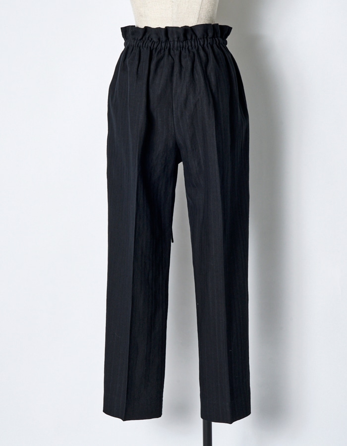 Gathered Tuck Wide Trousers / black
