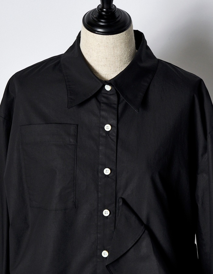 Cotton Moon Ruffle Shirt / black