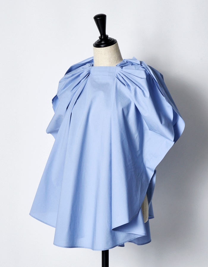 Sun & Moon Ruffle Blouse / sax