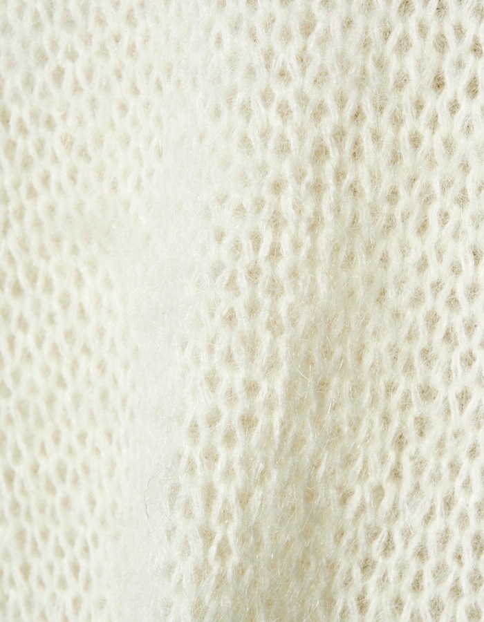 Chain Flower Knit Tops / white