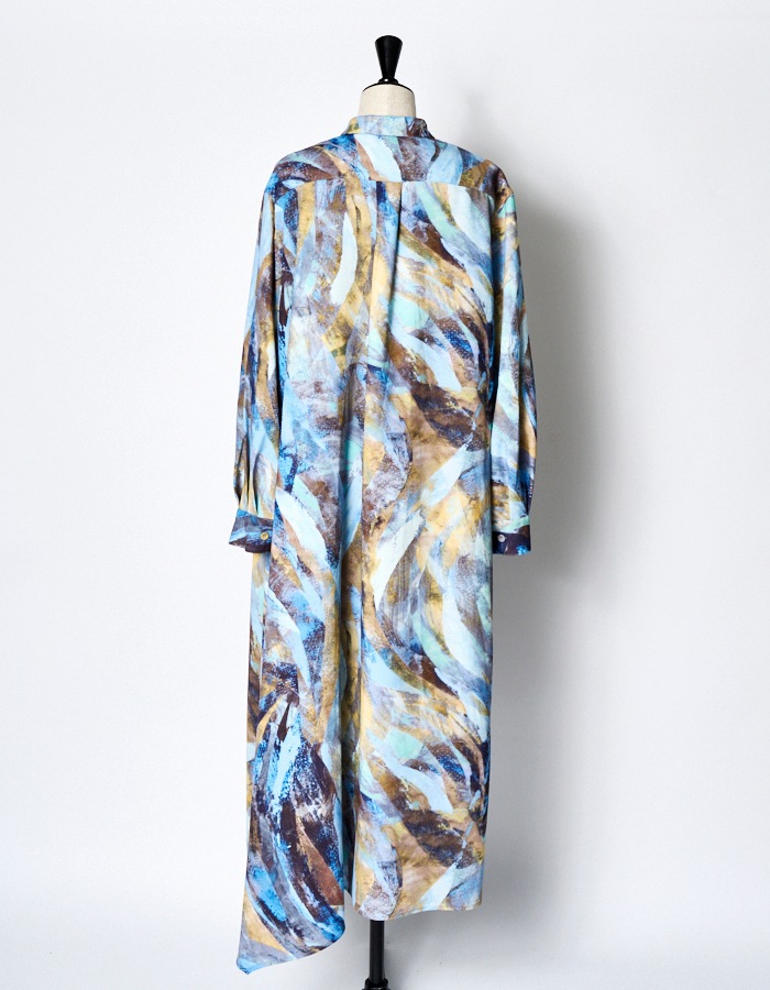 Wing Print Shirt Dress / blue
