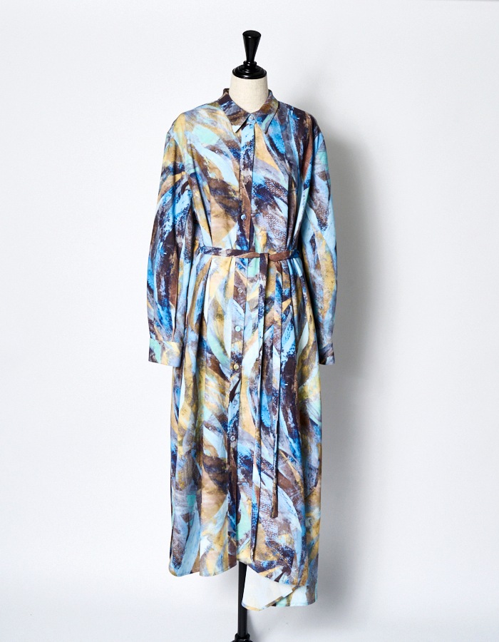 Wing Print Shirt Dress / blue | DRESS | RUMCHE OFFICIAL