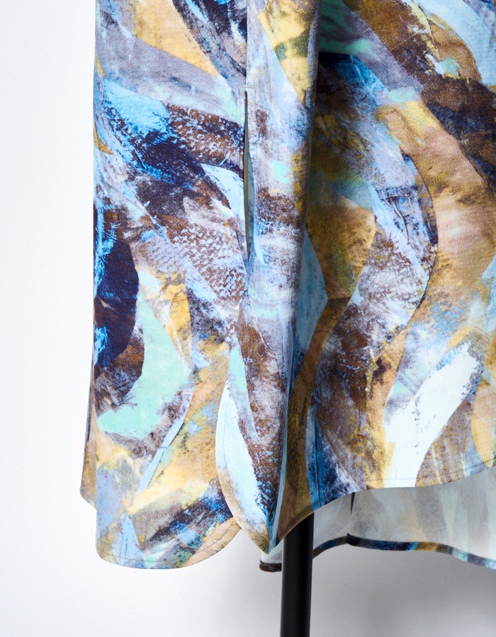 Wing Print Shirt Dress / blue