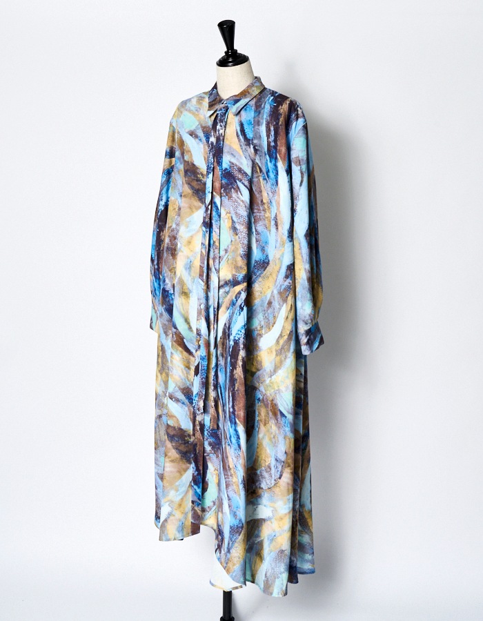 Wing Print Shirt Dress / blue | DRESS | RUMCHE OFFICIAL ONLINE STORE