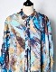 Wing Print Shirt Dress / blue