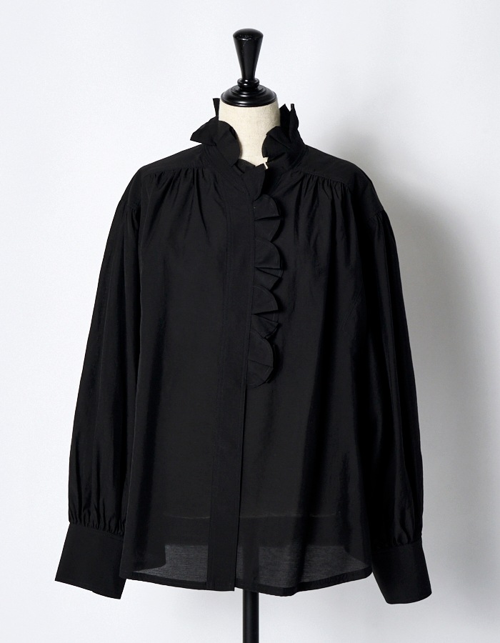 Half Moon Ruffle Blouse / black
