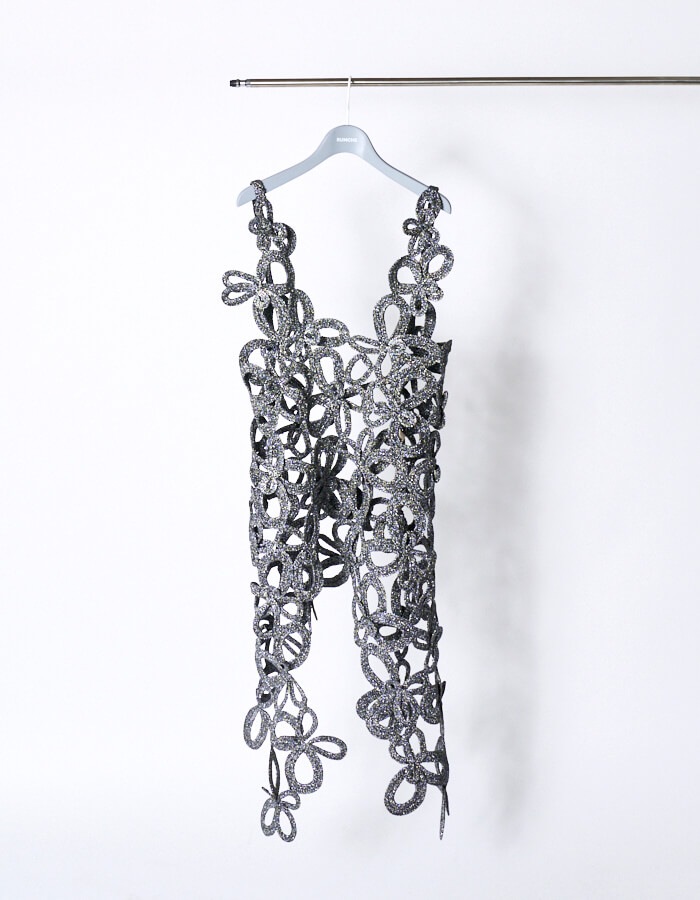 Flower Bond Yarn Dress / silver