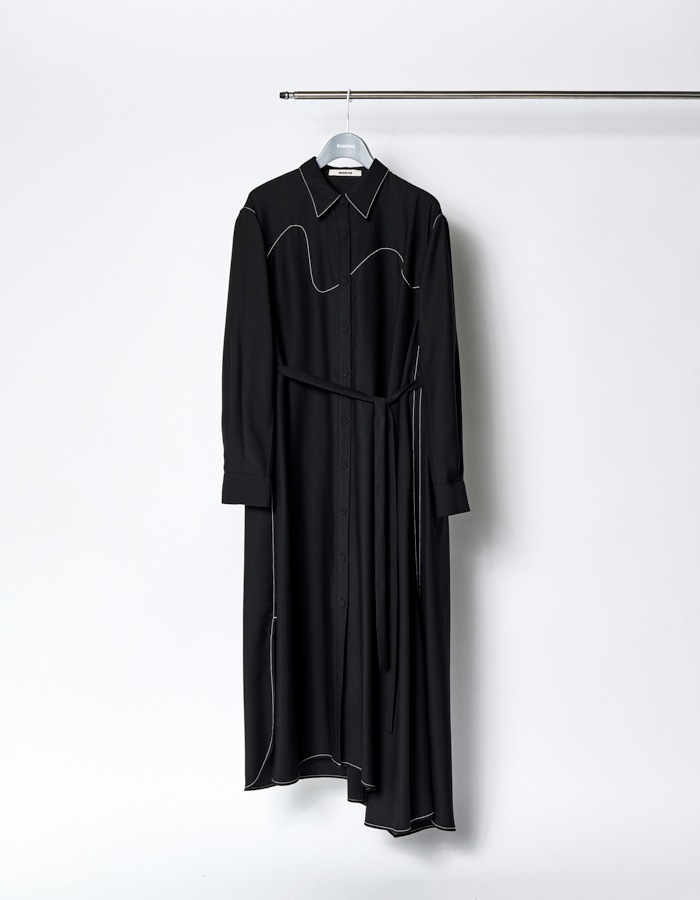Art Stitch Shirt Dress / black