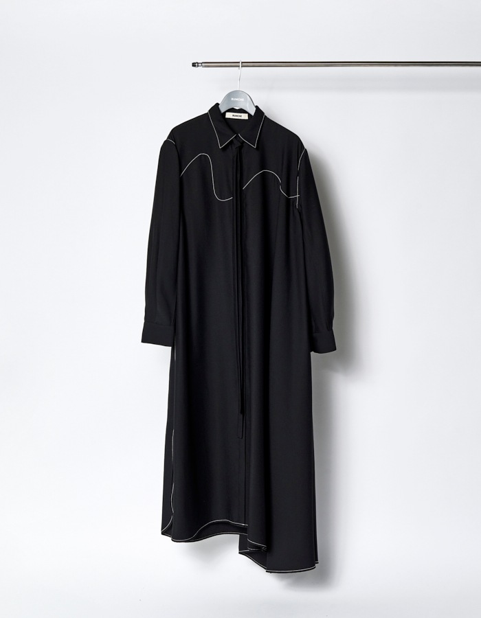 Art Stitch Shirt Dress / black