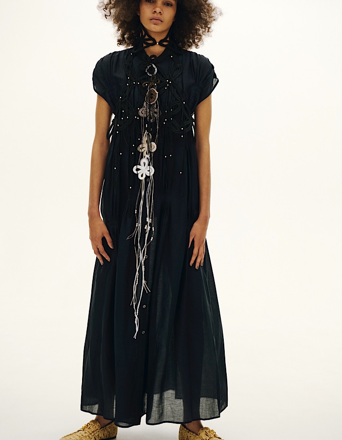 Bundled Tuck Dress / navy