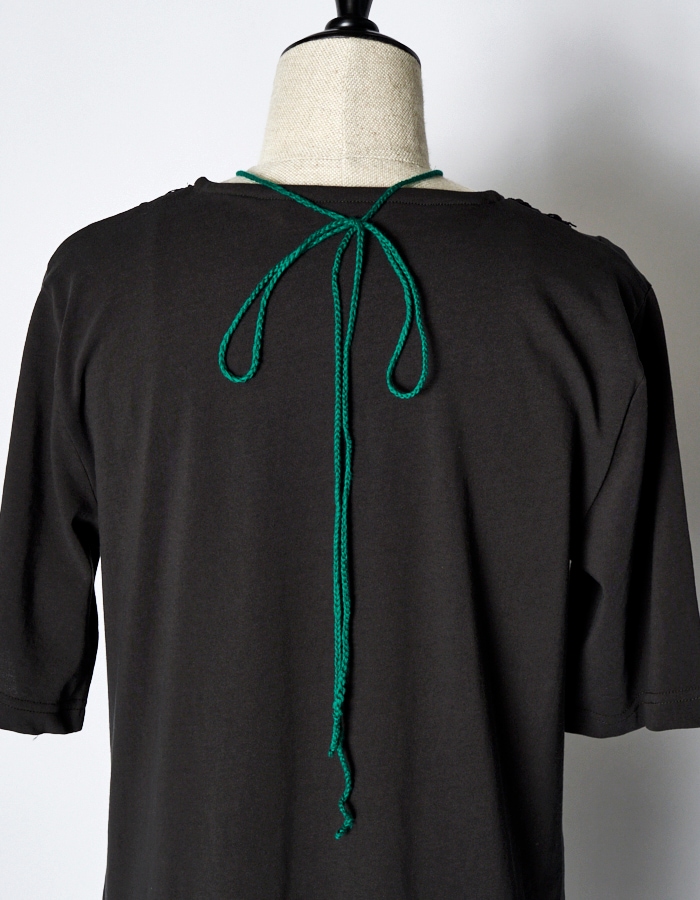 Knit Docking Cutsew Dress / charcoal gray
