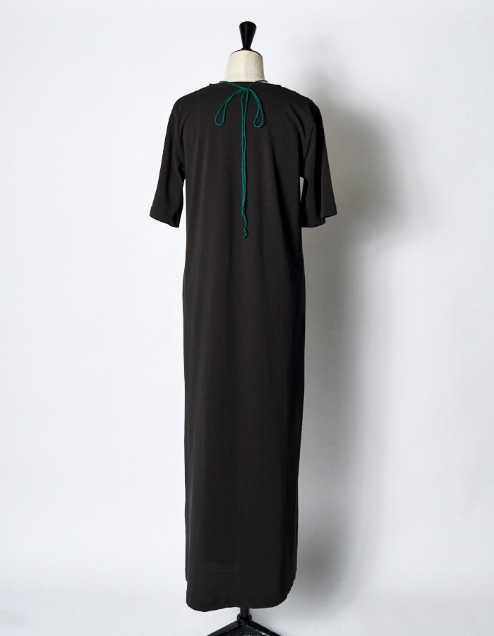 Knit Docking Cutsew Dress / charcoal gray