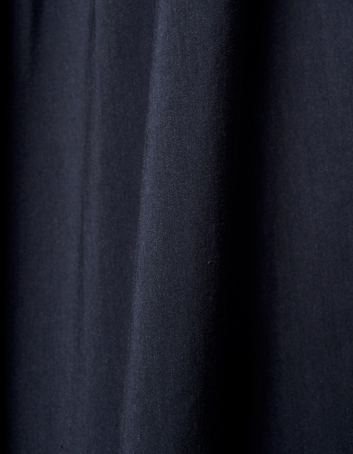 Cotton Bundled Tuck Dress / navy