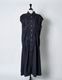 Cotton Bundled Tuck Dress / navy