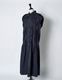 Cotton Bundled Tuck Dress / navy