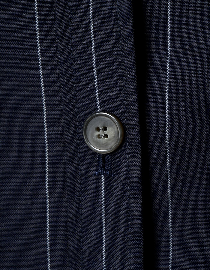 Stripe Cleric Shirt Jacket / navy
