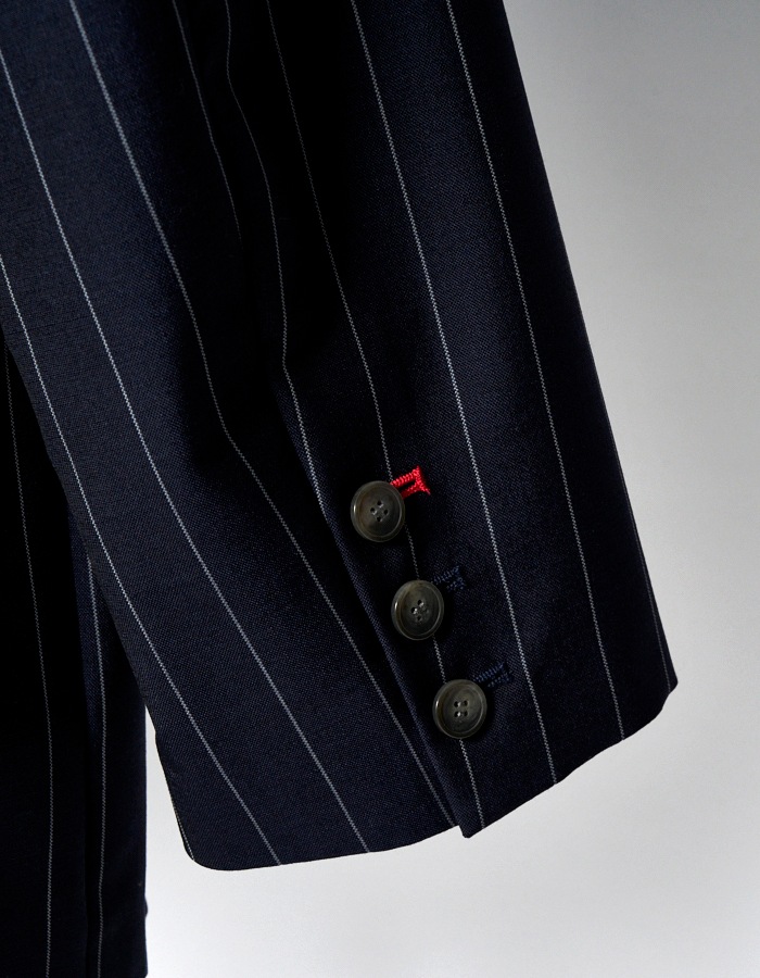 Stripe Cleric Shirt Jacket / navy