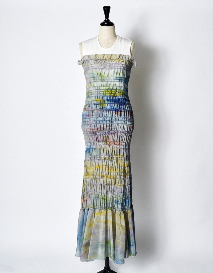 "SEIUN" Shirring Dress / multi
