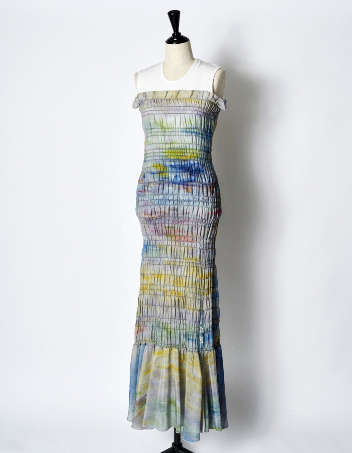 "SEIUN" Shirring Dress / multi
