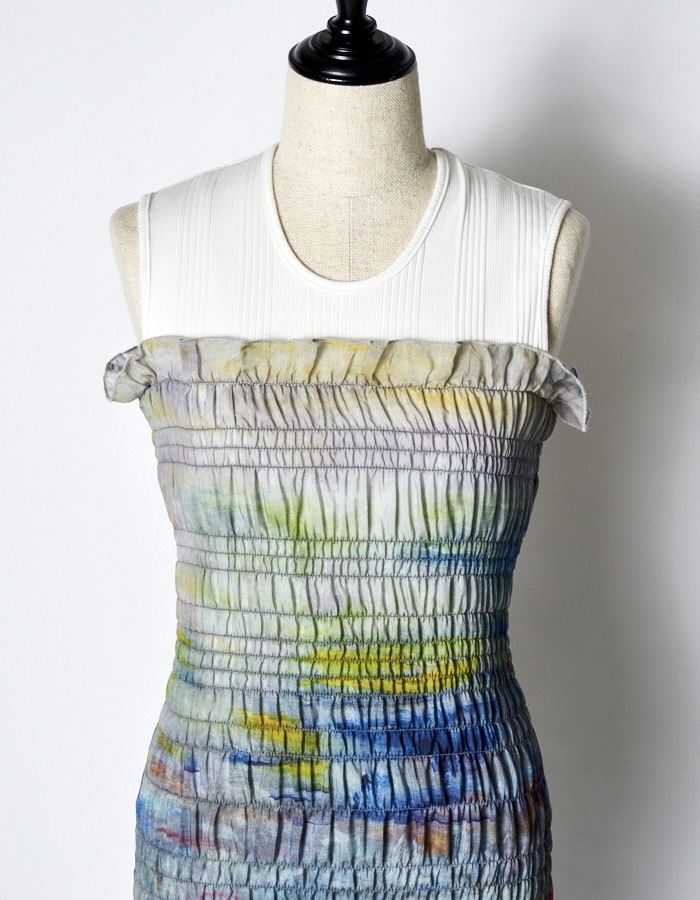 "SEIUN" Shirring Dress / multi