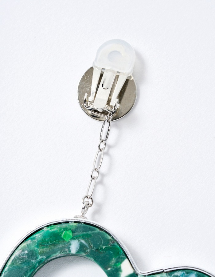 Ocean Plastic Heart Earrings / green