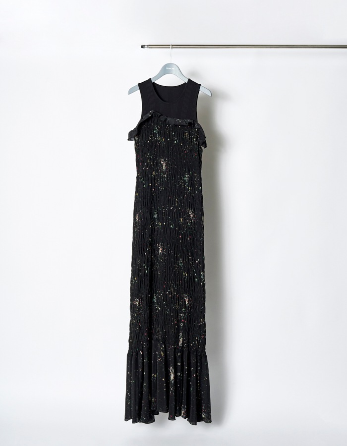 "GINGA" Shirring Dress / black