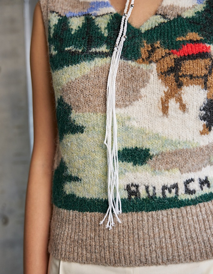 Bond Yarn Beads Choker / white