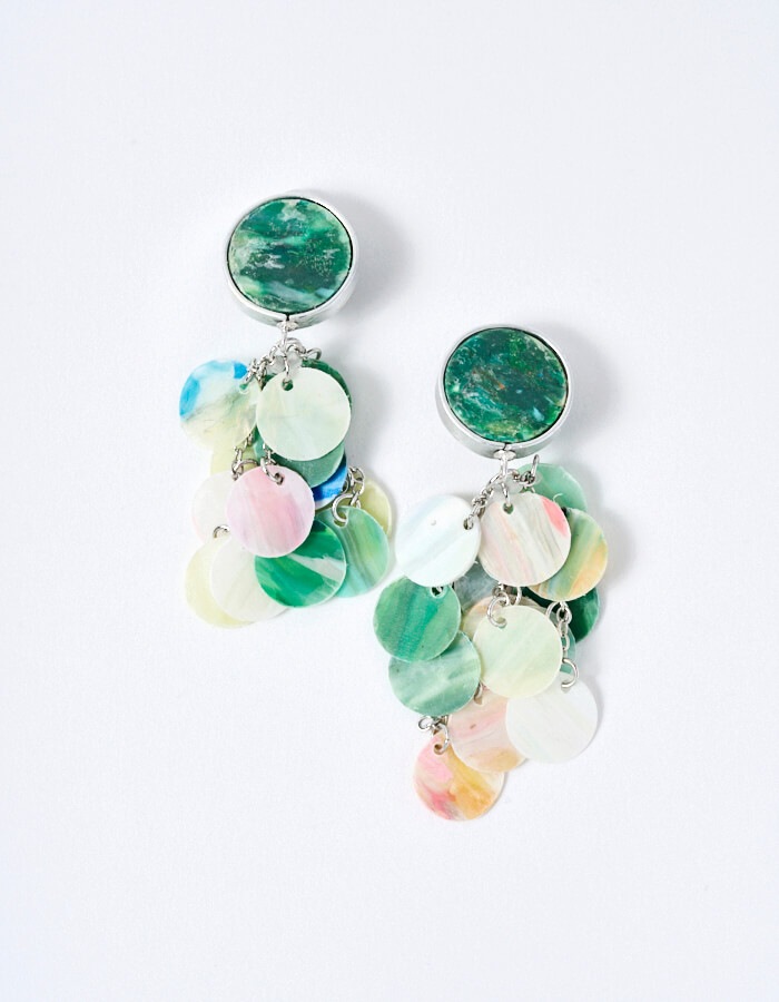 Ocean Plastic Bubble Earrings / green