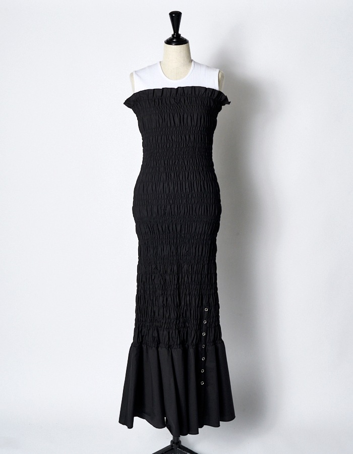 Shirring Dress / black