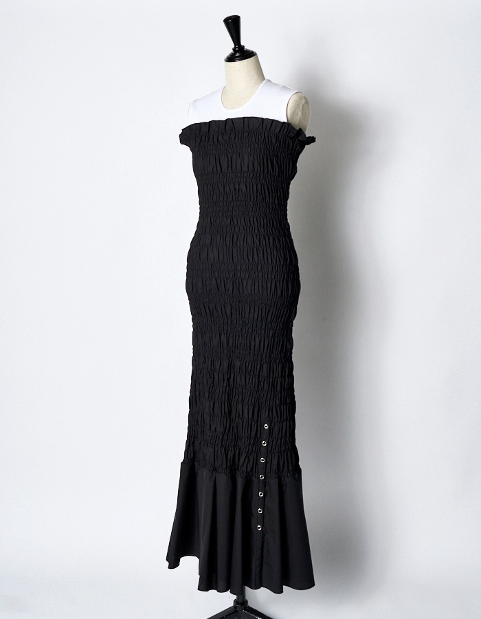 Shirring Dress / black