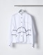 Piping Gathered Blouse / white