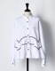 Piping Gathered Blouse / white