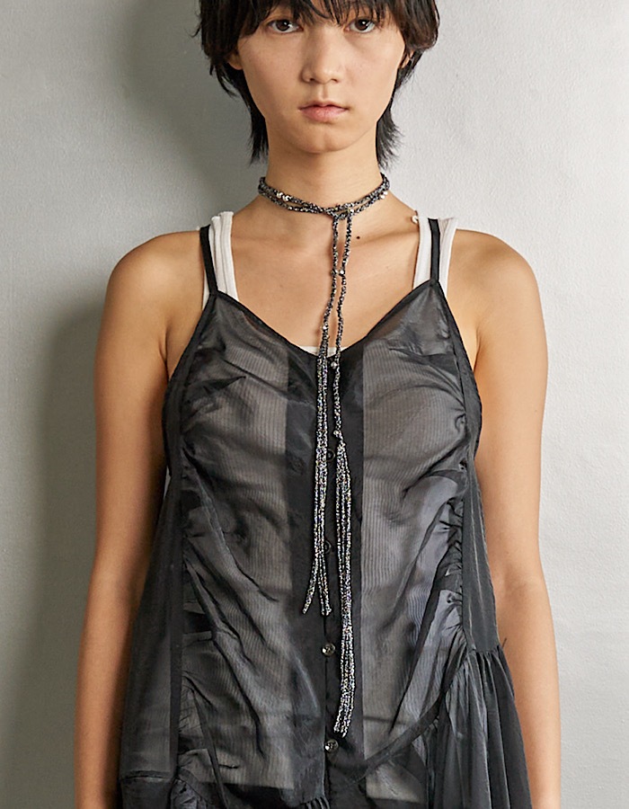 Bond Yarn Beads Choker / silver